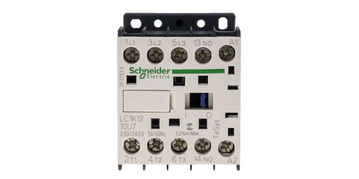 Product image for 3 pole contactor,5.5kW,12A,240Vac,1NO