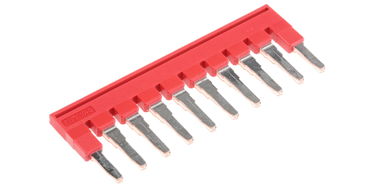 Product image for 10 way x 6mm plug in bridge,red