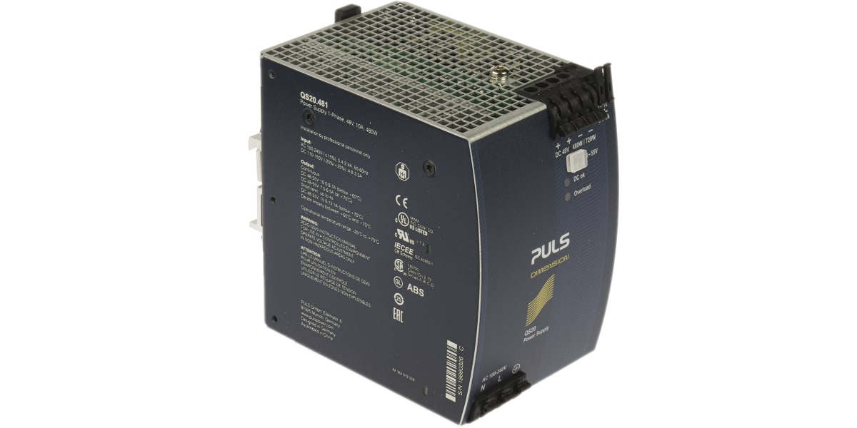 Product image for PULS DIMENSION Q Switch Mode DIN Rail Panel Mount Power Supply 100 → 240V ac Input Voltage, 48V dc Output