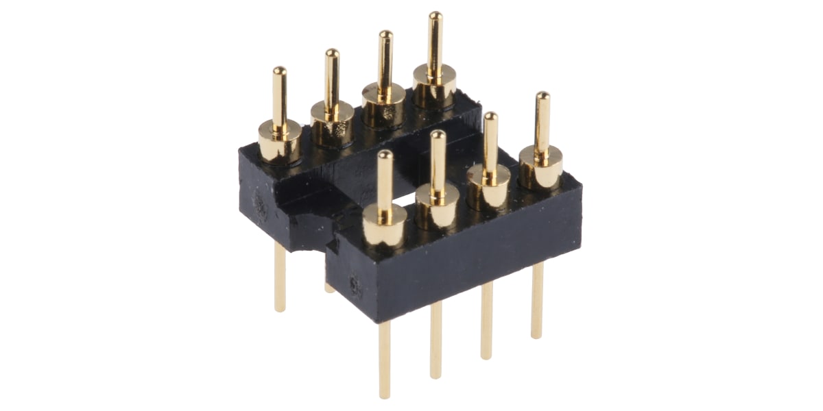 Product image for ASSMANN WSW Straight Through Hole Mount 2.54mm Pitch IC Socket Adapter, 8 Pin Male DIP to 8 Pin Male DIP