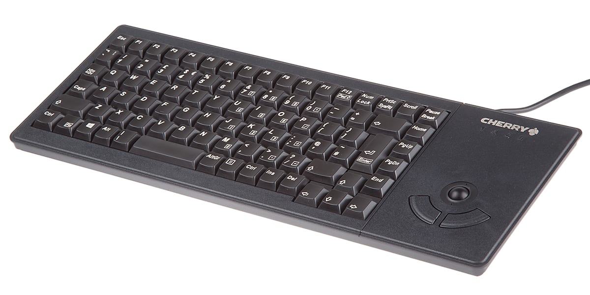 Product image for Cherry Trackball Keyboard Wired USB Compact, QWERTY (UK) Black