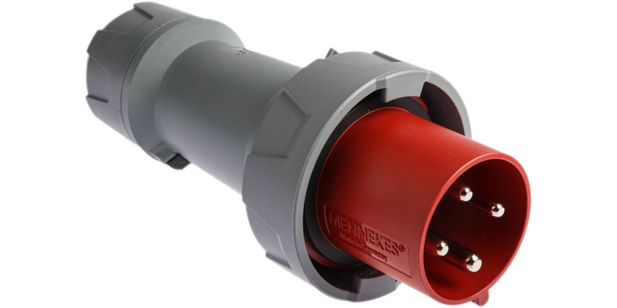 Product image for MENNEKES, PowerTOP Plus IP67 Red Cable Mount 4P Industrial Power Plug, Rated At 63.0A, 400 V