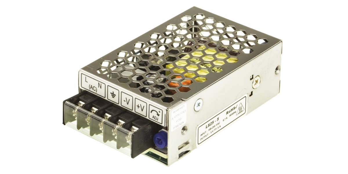 Product image for Power Supply,Enclosed,SMPS,5V,5A,25W