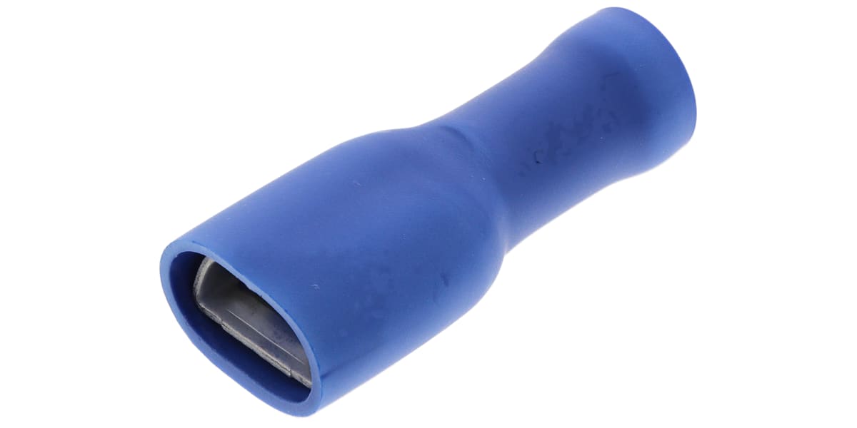 Product image for JST, FLVDDF Blue Insulated Spade Connector, 6.35 x 0.8mm Tab Size, 1mm² to 2.6mm²