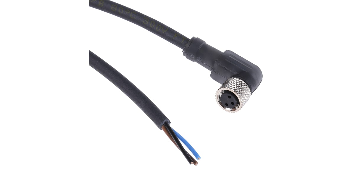 Product image for Cable, connector M8, 3 pin, 2m elbowed