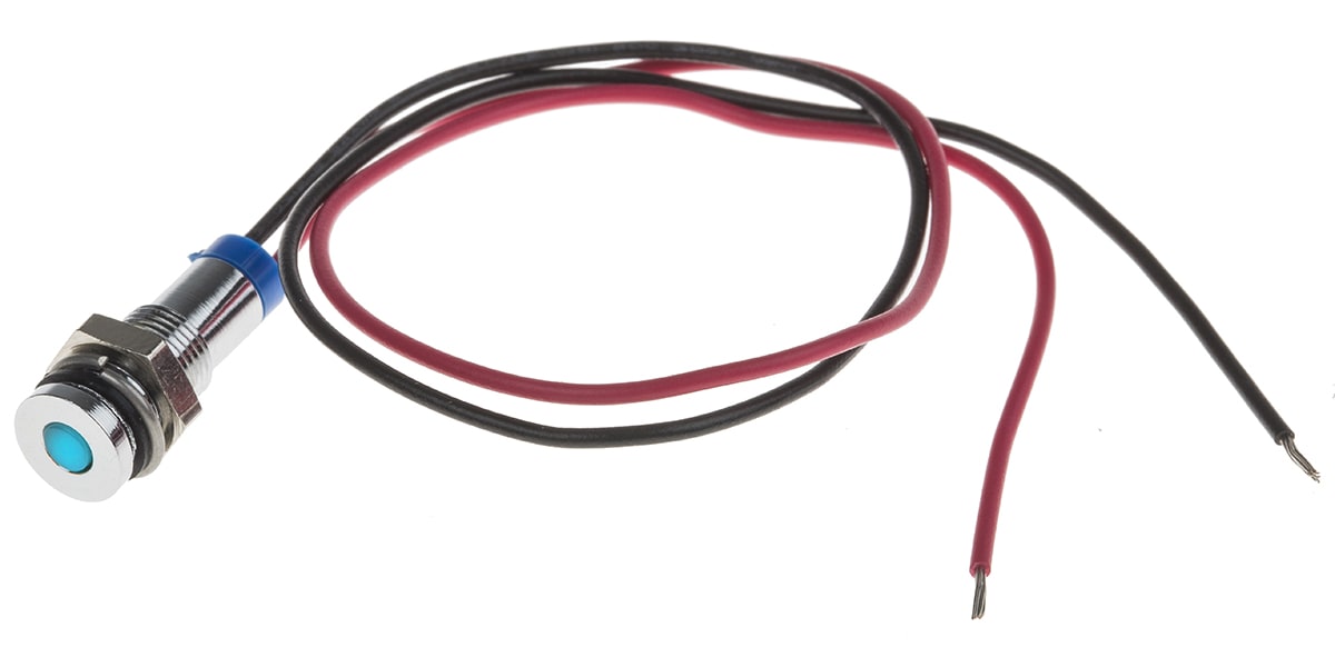 Product image for 6mm flush bright chr LED wires,blue 2Vdc