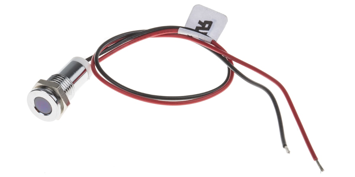 Product image for 8mm flush bright chr LED wires, wht 2Vdc