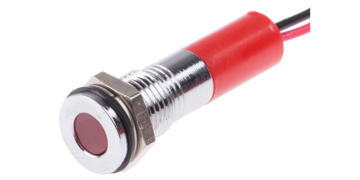 Product image for 8MM FLUSH BRIGHT CHR LED WIRES, RED 220V