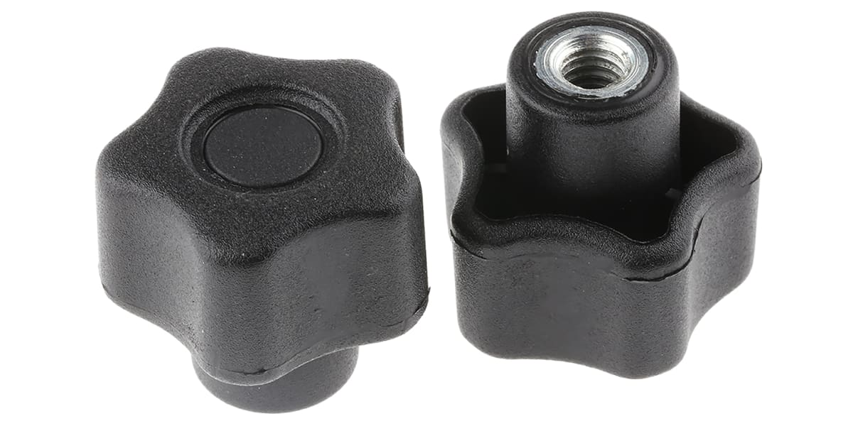 Product image for Star Knob with Z/P Steel Insert,M6x9,28Ø