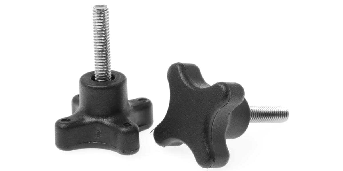 Product image for Cross Knob with S/S Stud,M6x25,38dia