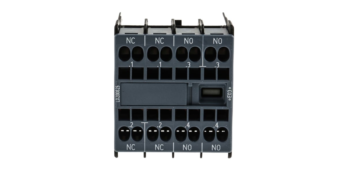 Product image for Siemens Sirius Innovation Auxiliary Contact - 2NO/2NC, 4 Contact, Snap-On, 6 A ac, 10 A dc