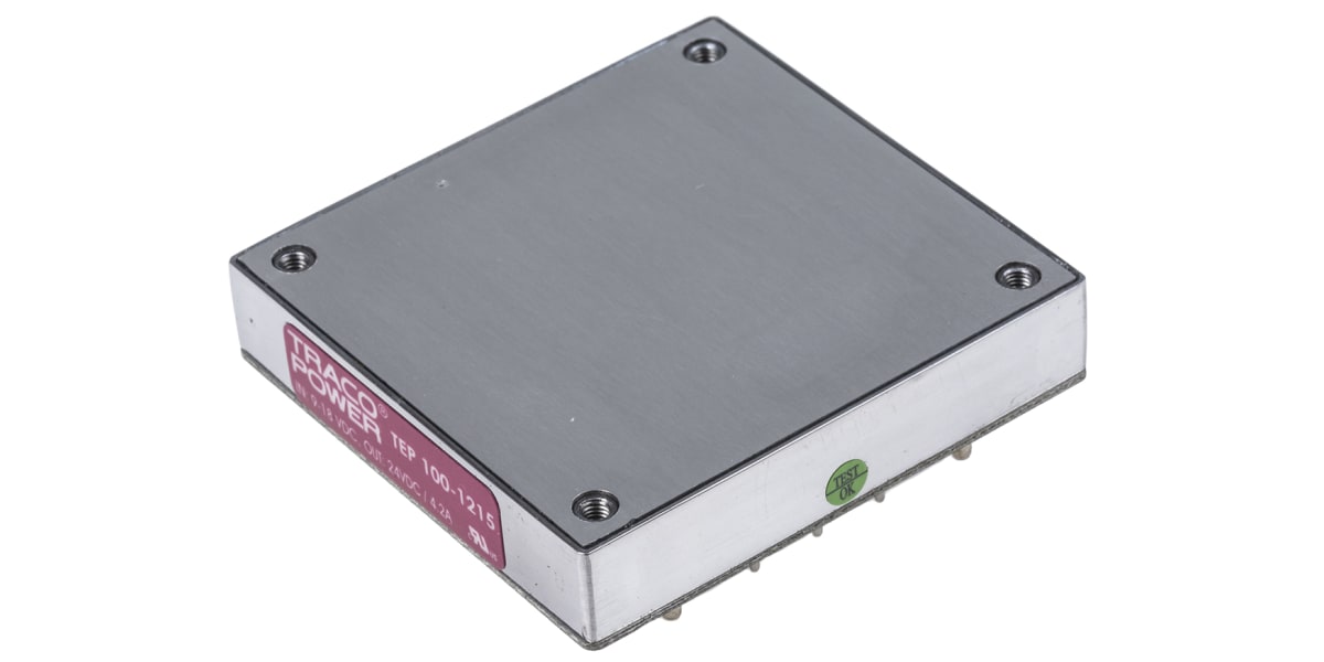 Product image for TRACOPOWER TEP 100 100W Isolated DC-DC Converter Through Hole, Voltage in 9 → 18 V dc, Voltage out 24V dc