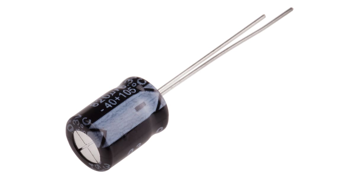 Product image for Radial alum cap, 820uF, 6.3V, 8x11