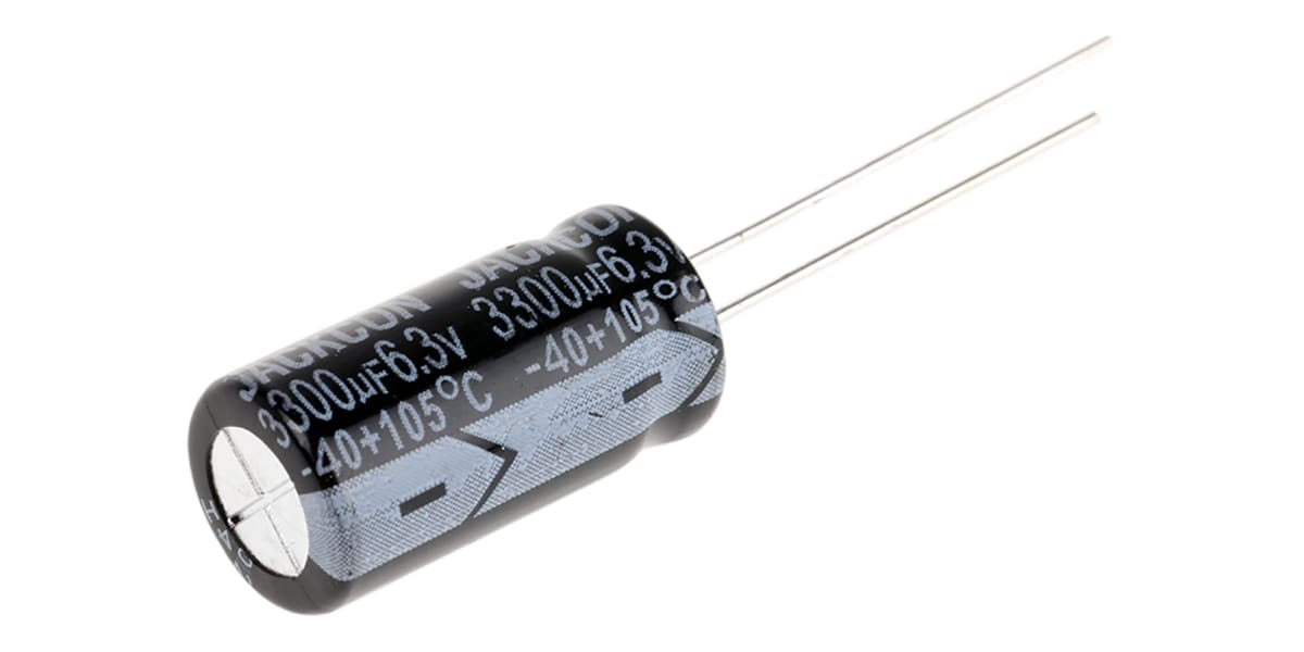 Product image for Radial alum cap, 3,300uF, 6.3V, 10x20