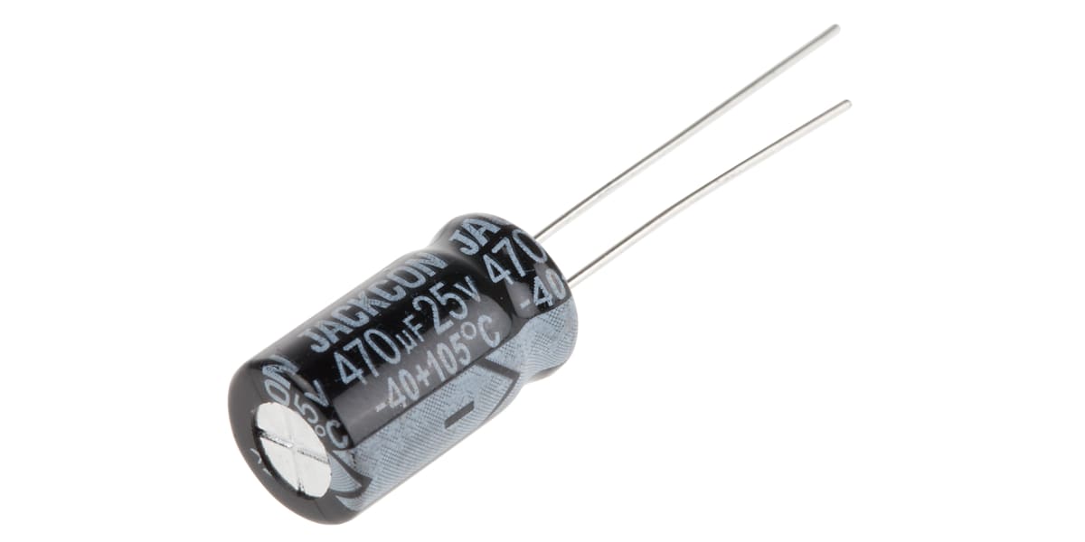 Product image for Radial alum cap, 470uF, 25V, 8x14