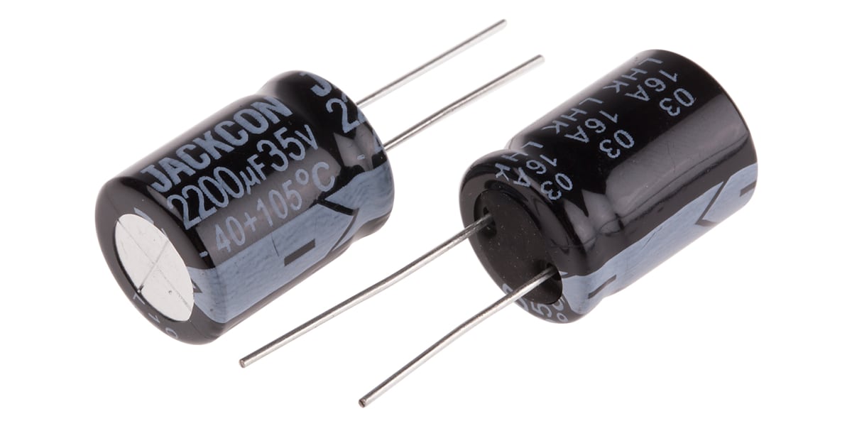 Product image for Radial alum cap, 2,200uF, 35V, 16x21