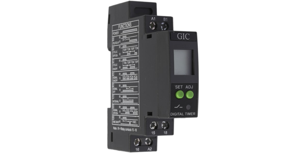 Product image for 8 FUNCTION DIGITAL TIMER, 24-240VAC SPDT