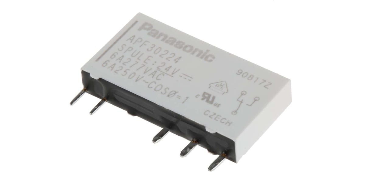 Product image for PCB slim power relay,SPDT,AgNi,6A 24Vdc