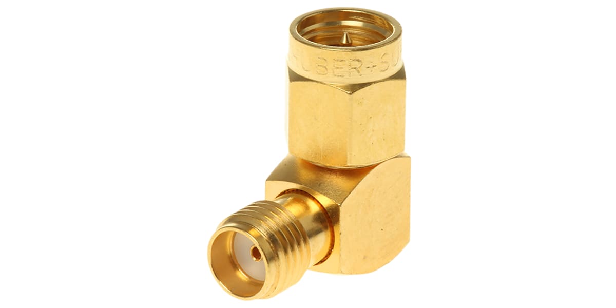 Product image for Right Angle 50Ω RF Adapter SMA Plug to SMA Socket 18GHz