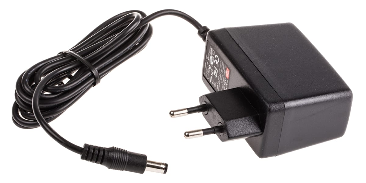 Product image for POWER SUPPLY,EURO PLUGTOP,12V,1.25A,15W