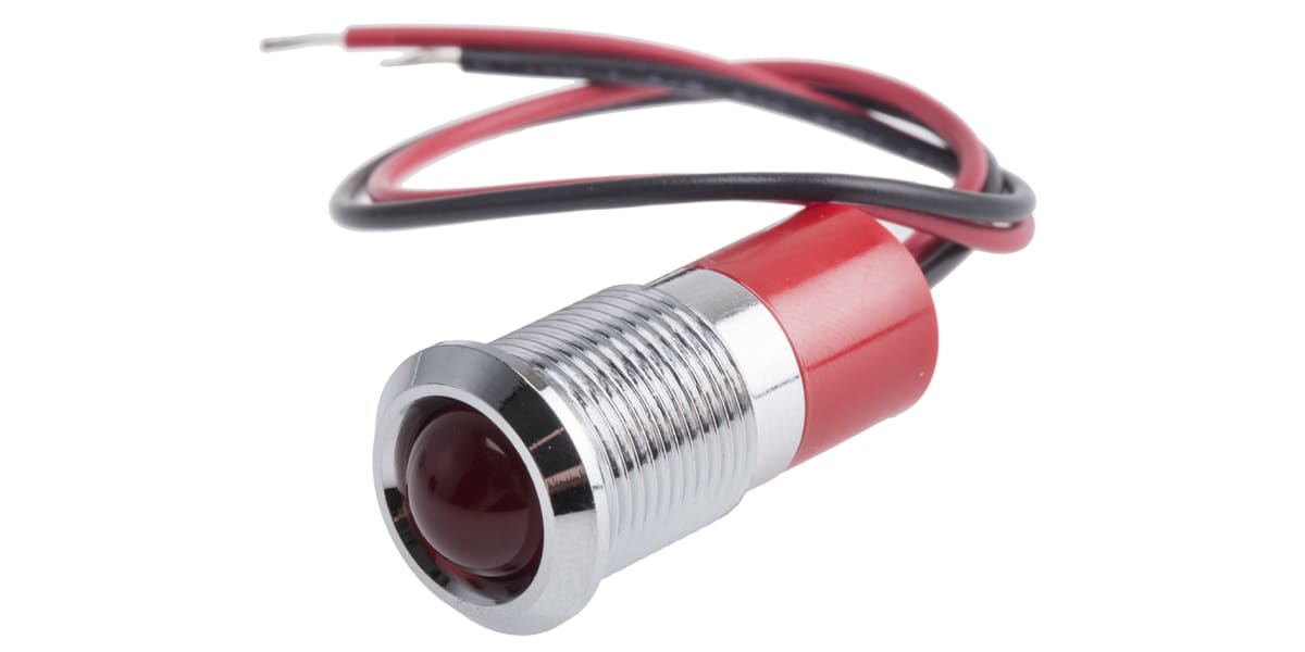 Product image for 14mm prominent chrome LED wires,red 220V