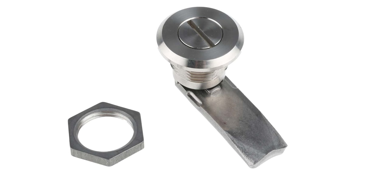 Product image for RS PRO Panel to Tongue Depth 18mm Stainless Steel Slotted Head Lock, Slotted Head to unlock