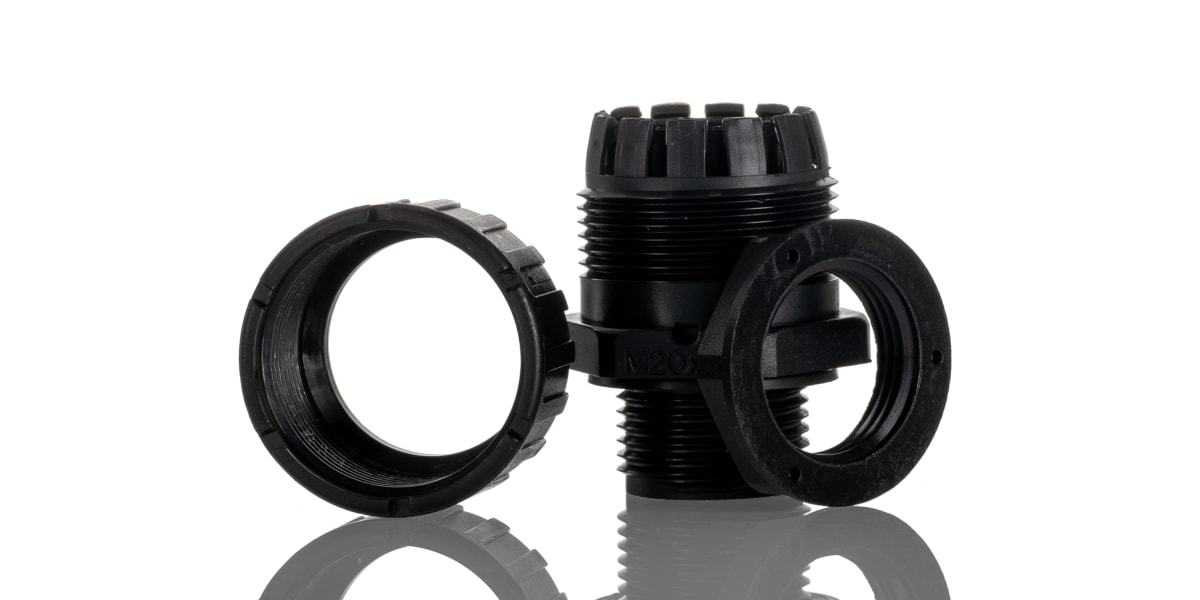 Product image for Adaptaflex M20 Straight Cable Conduit Fitting, Black 20mm nominal size