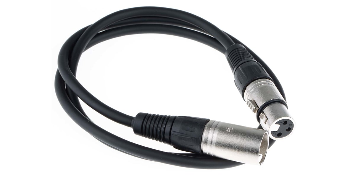 Product image for Black XLR socket to XLR plug cable 1m