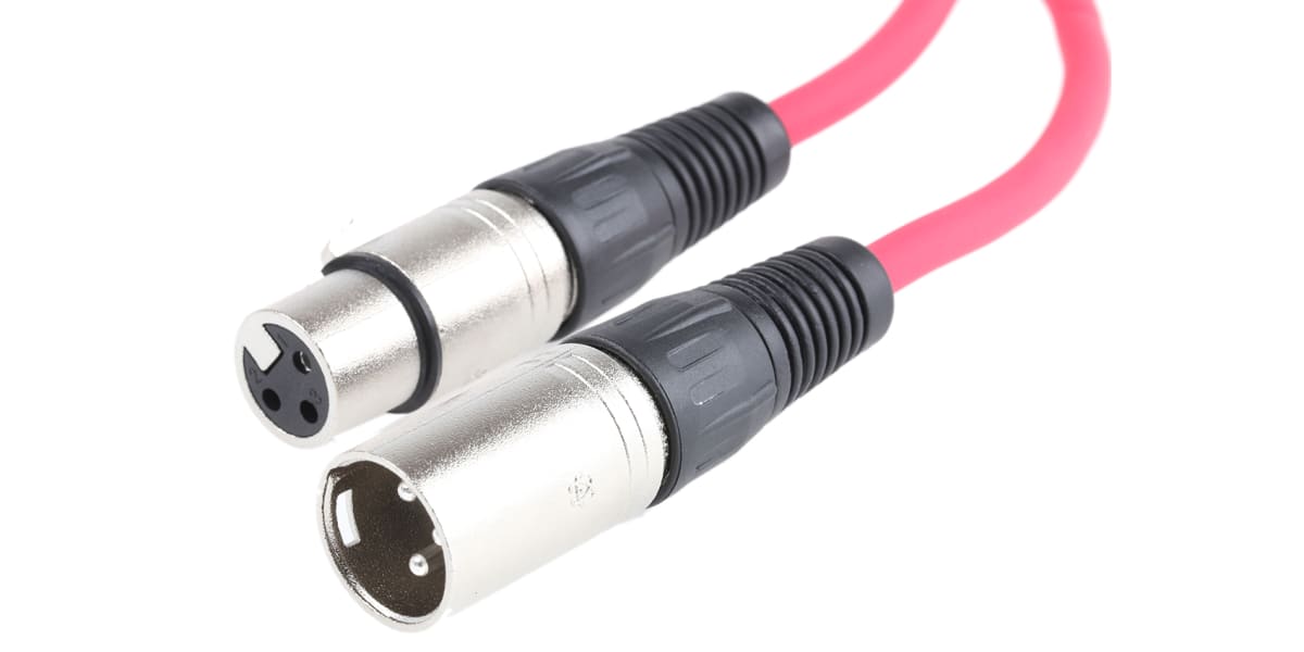 Product image for RED XLR SOCKET TO XLR PLUG CABLE 1M