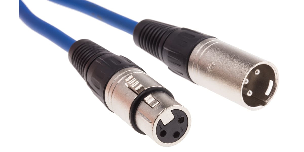 Product image for Blue XLR socket to XLR plug cable 1m