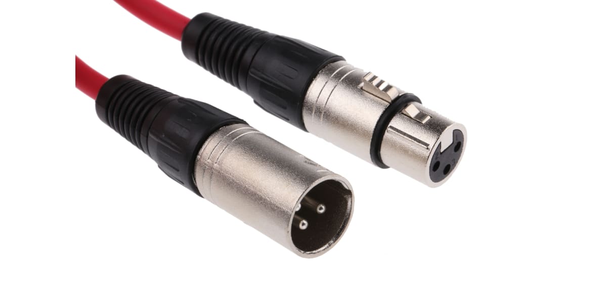 Product image for Red XLR socket to XLR plug cable 3m