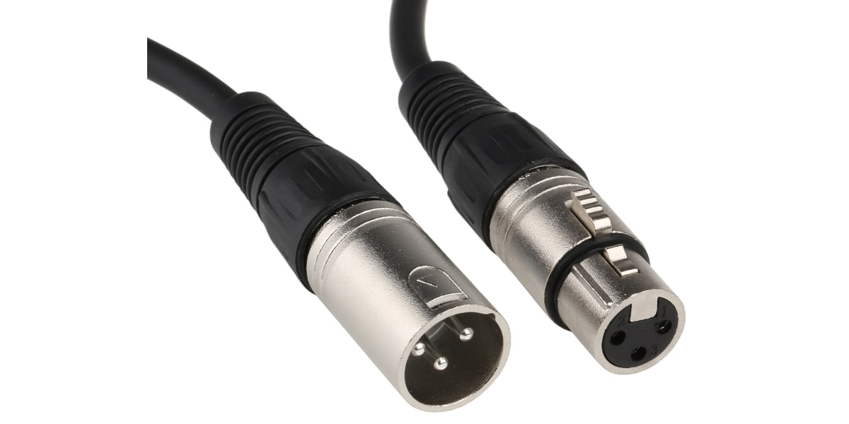 Product image for Black XLR socket to XLR plug cable 10m