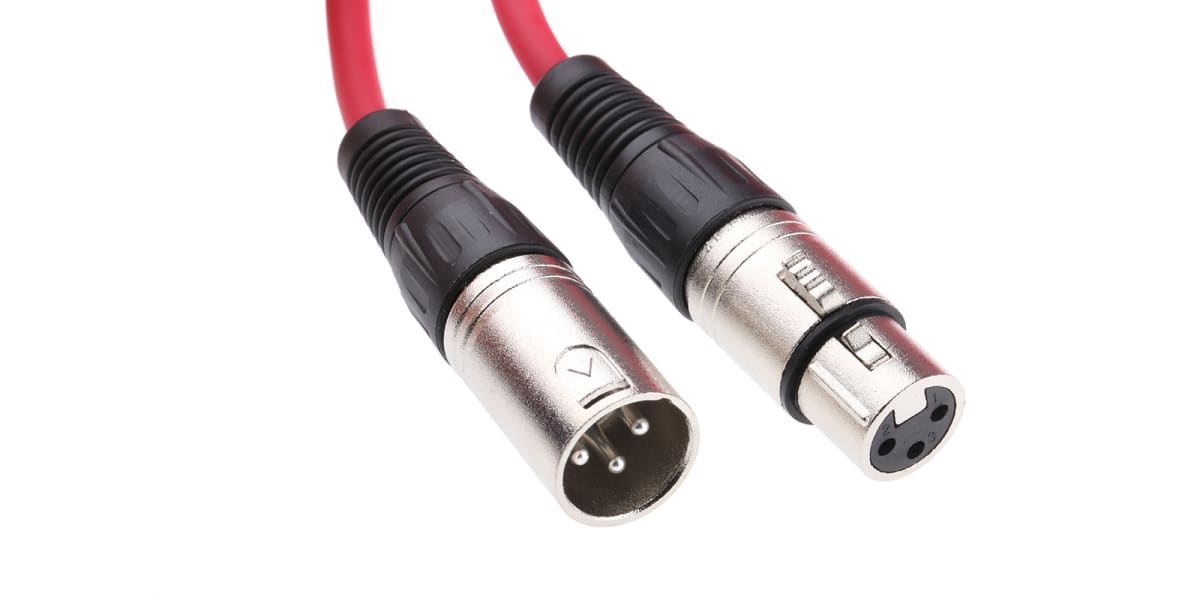 Product image for Red XLR socket to XLR plug cable 20m