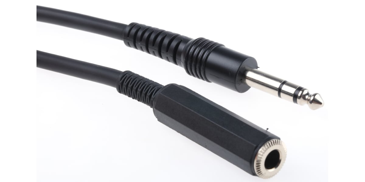 Product image for 6.35mm jack plug to socket cable 3m