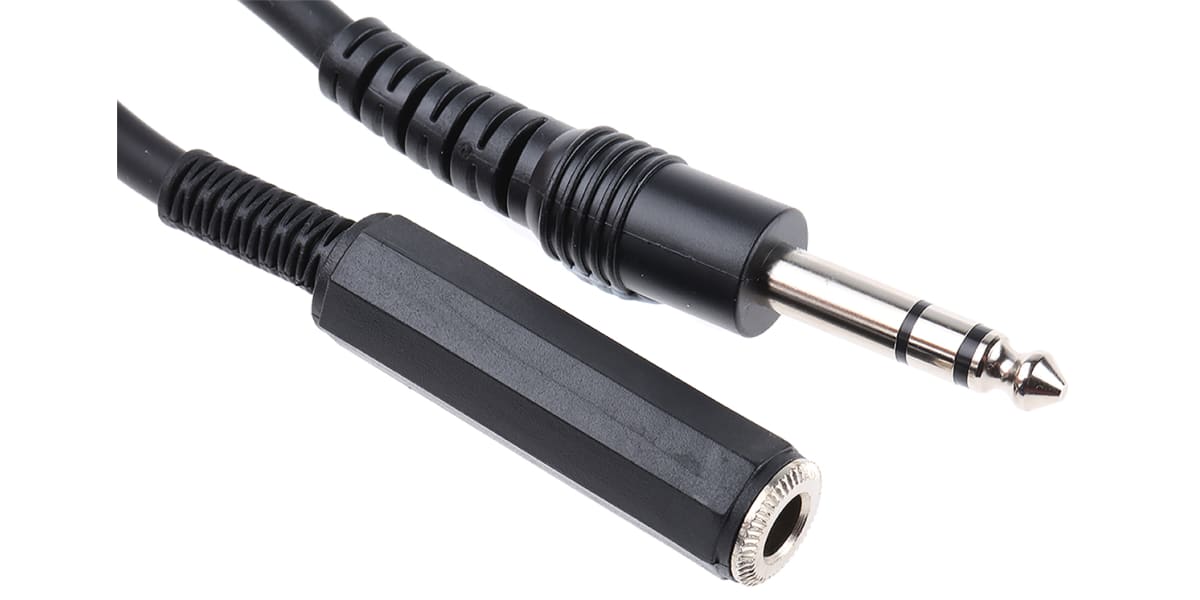 Product image for 6.35mm jack plug to socket cable 5m