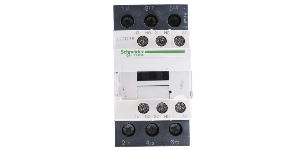 Product image for Schneider Electric TeSys D LC1D 3 Pole Contactor - 38 A, 220 V ac Coil, 3NO, 18.5 kW