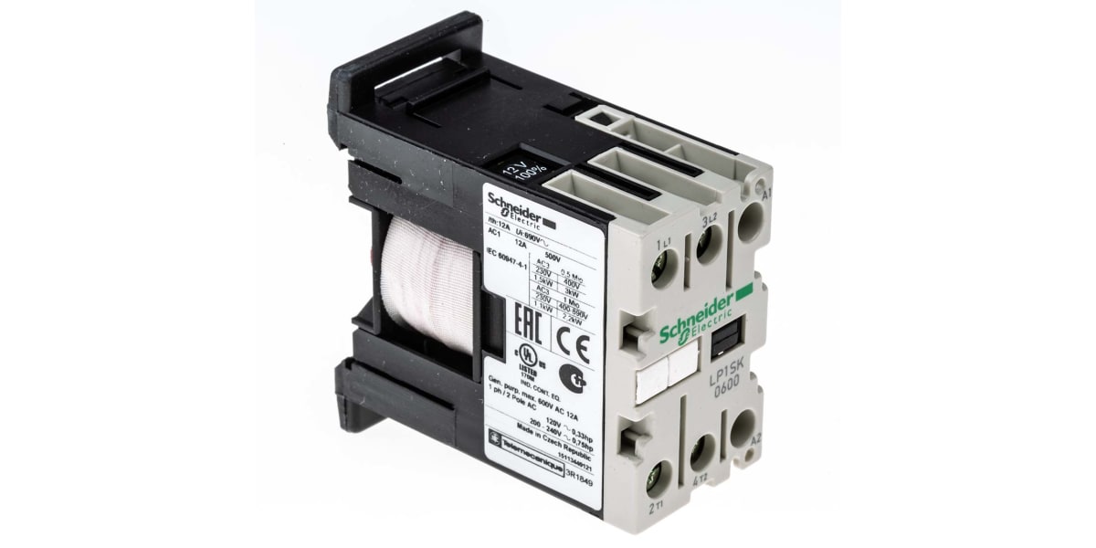 Product image for 2 Pole mini contactor,1.1Kw,12Vdc,LP1SK