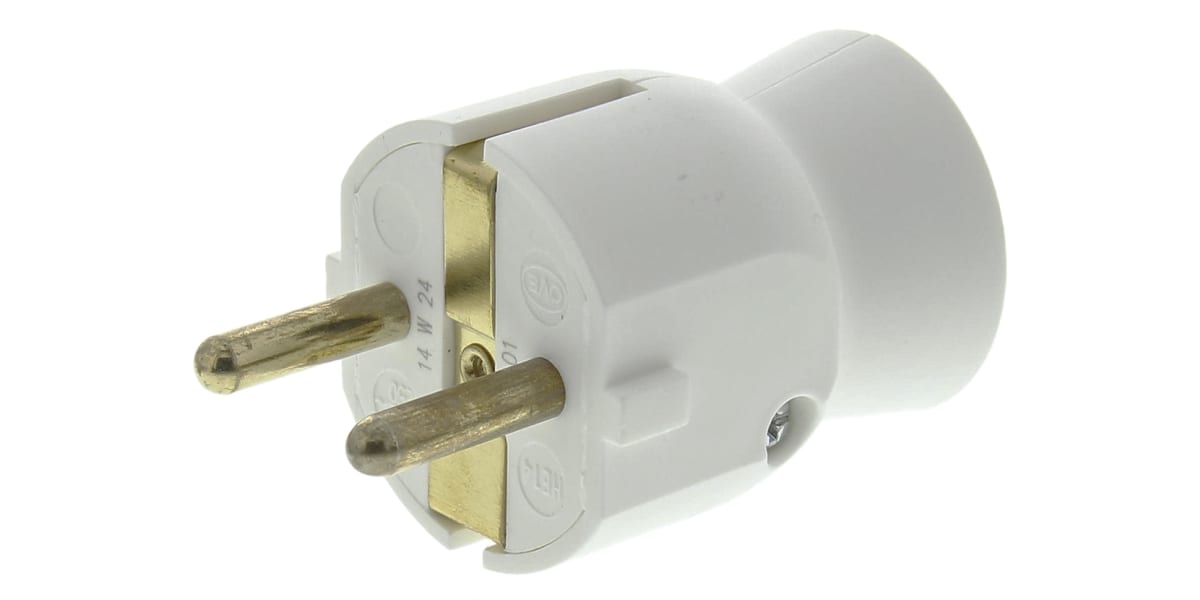 Product image for SCHUKO PLUG 2P+E PVC WHITE