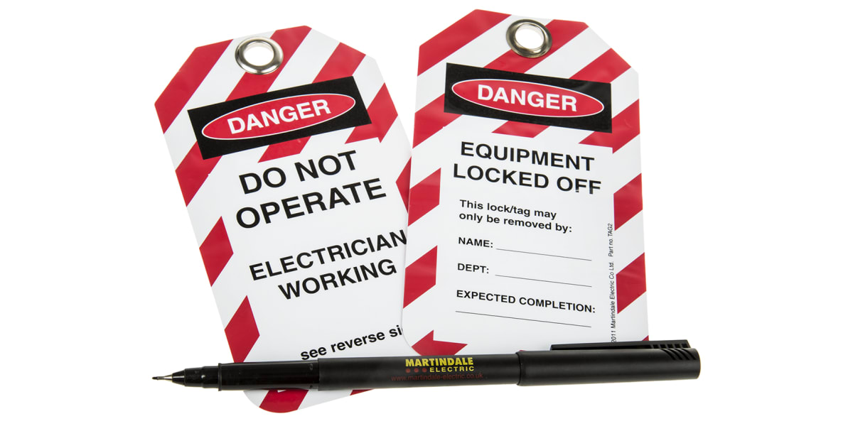 Product image for 10 x 'Do Not Operate, Electrician Working, Equipment Locked Off' Lockout Tag