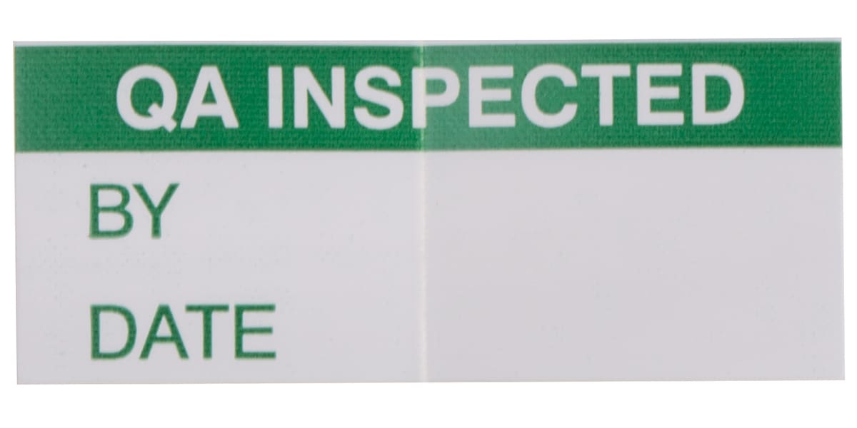 Product image for Green vinyl cloth label 'QA INSPECTED'