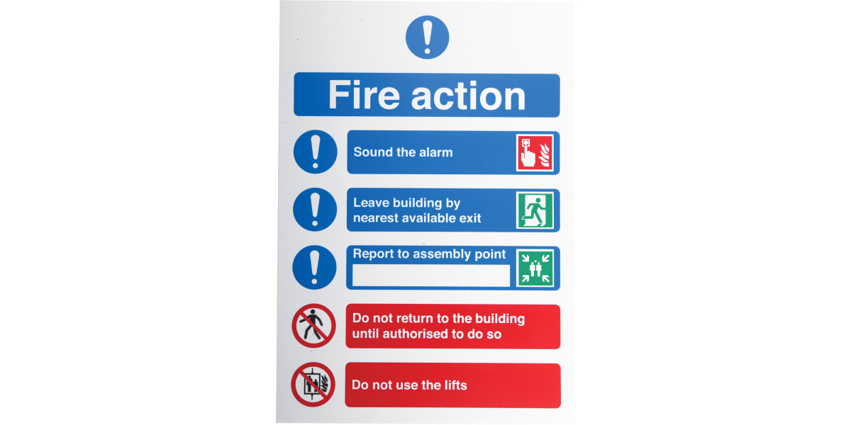 Product image for PP sign 'Fire action', 210 x 148mm