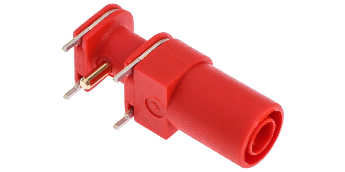 Product image for 4MM RIGHT ANGLE PCB SOCKET,RED