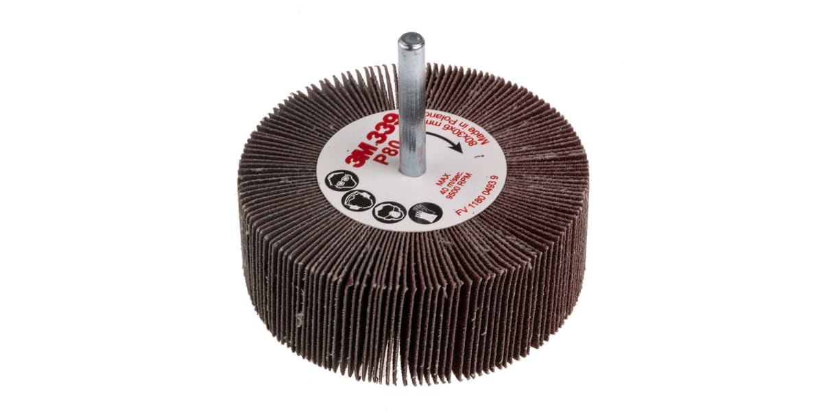 Product image for 3M Aluminium Oxide Flap Wheel, 80mm Diameter, P80 Grit