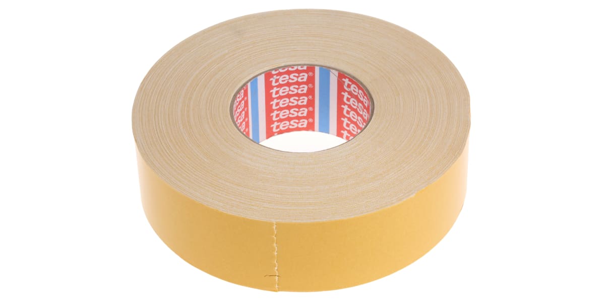 RS PRO White Double Sided Paper Tape, Non-Woven Backing, 25mm x