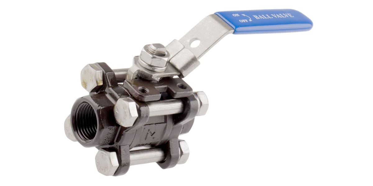 Product image for 3pc Full Bore Ball Valve,1/2in. BSPP F-F