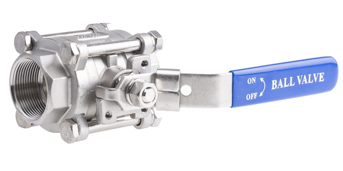 Product image for 3pc Full Bore Ball Valve,1 1/2in S/steel