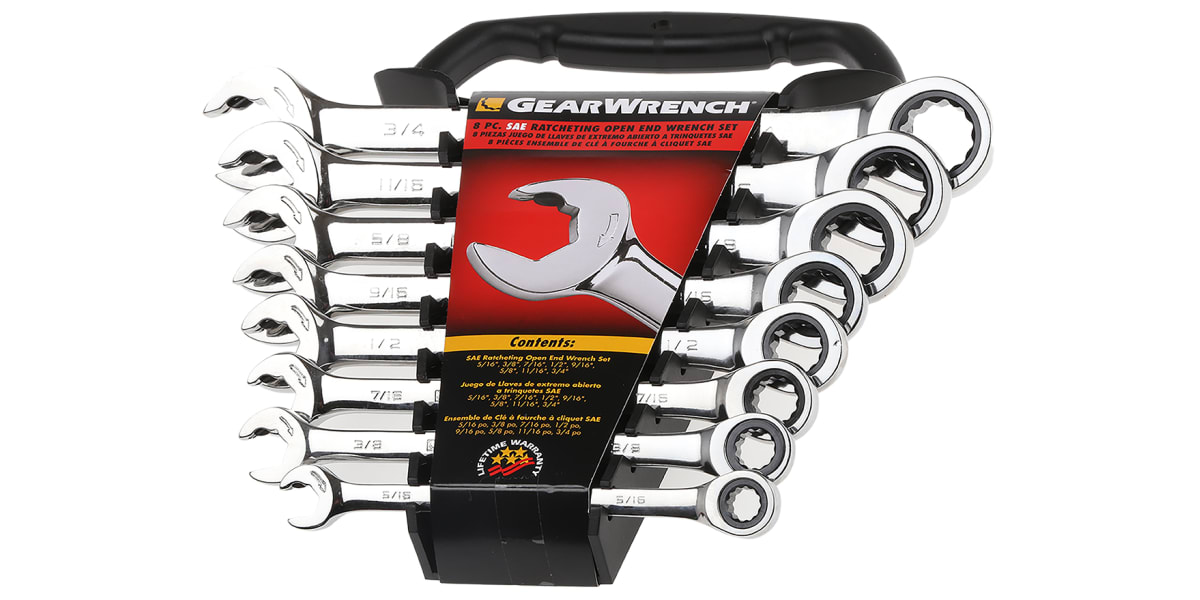 Product image for 8 PIECE SAE OPEN ENDED SPANNER SET