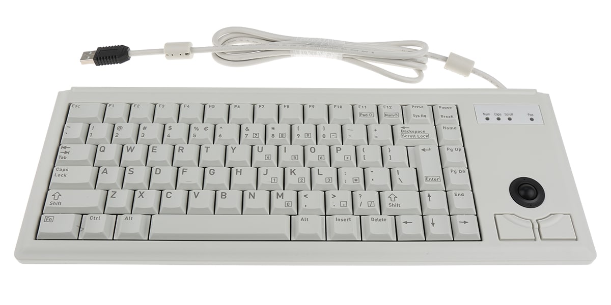 Product image for Cherry Trackball Keyboard Wired USB Compact, QWERTY (US) Grey