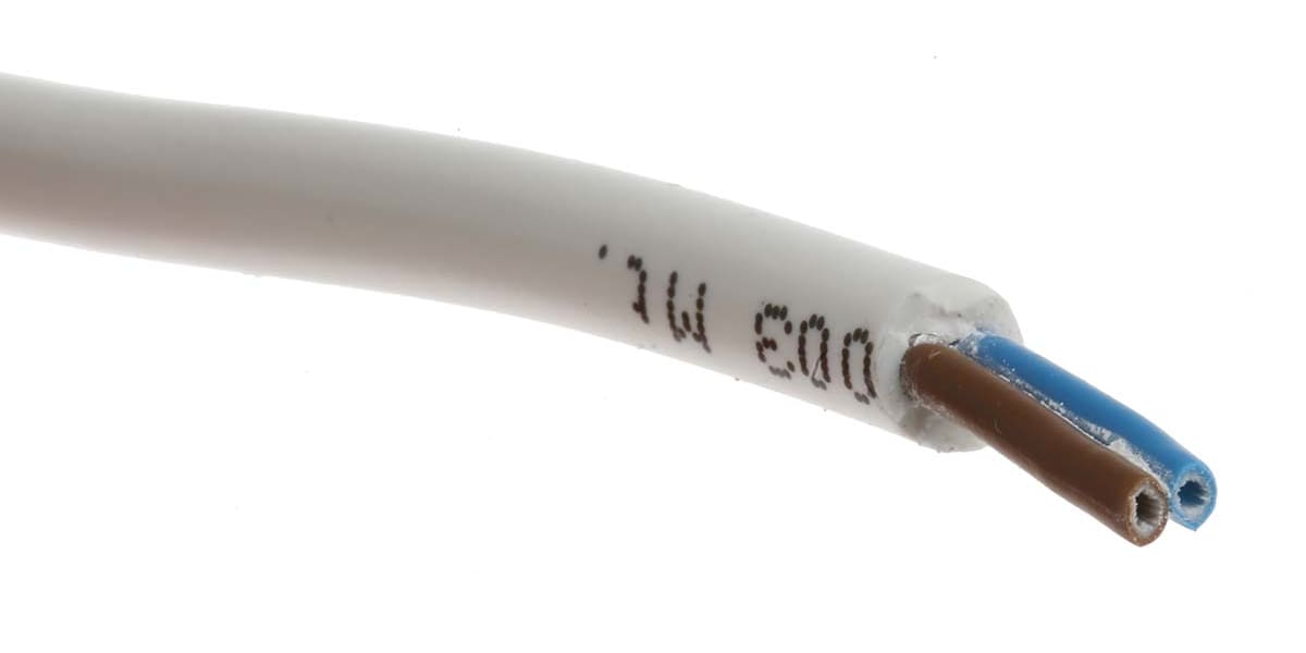 Product image for H03VV-F 2182Y 2 Core 0.5mm White Cable