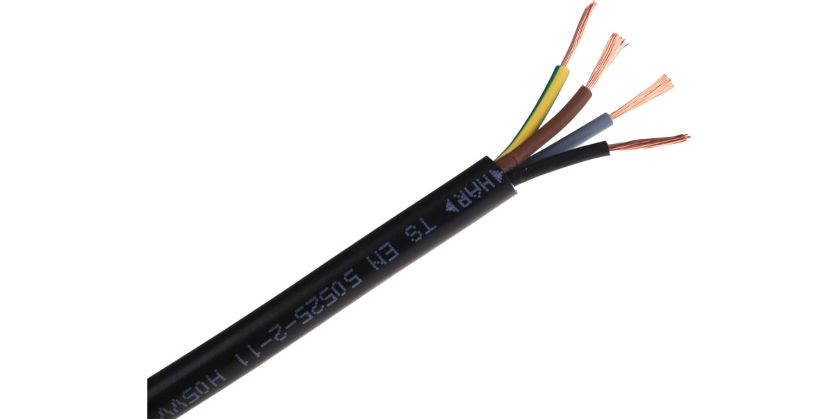 Product image for H05VV-F 3184Y 4 CORE 0.75MM BLACK CABLE